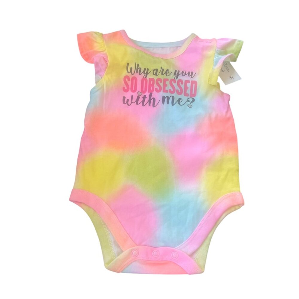 Garanimals Tie-Dye Baby Bodysuit "Why Are You So Obsessed With Me?" 3-6M NWT NEW